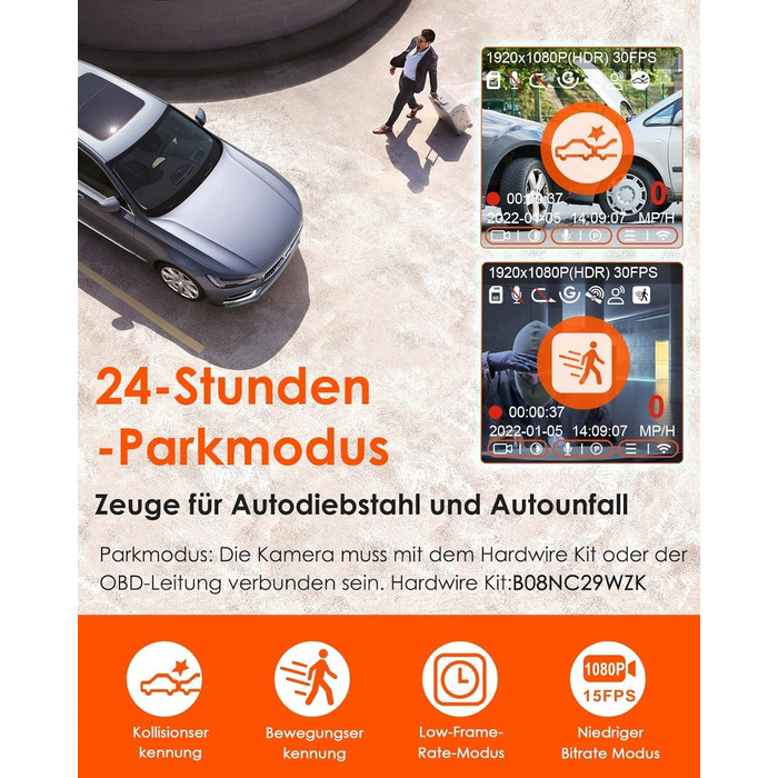 VANTRUE E1 Lite Mini Dashcam: відеореєстратор для авто з WiFi, 1080P HDR, 30fps, GPS, G-Sensor, нічне бачення, паркувальний режим, 160°