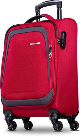 Чемодан NOWI Korfu Weichschaen Troey – середній м'який, з 4 колесами та відділенням для аксесуарів | Компактний дорожній чемодан для жінок та чоловіків (M, Червоний)