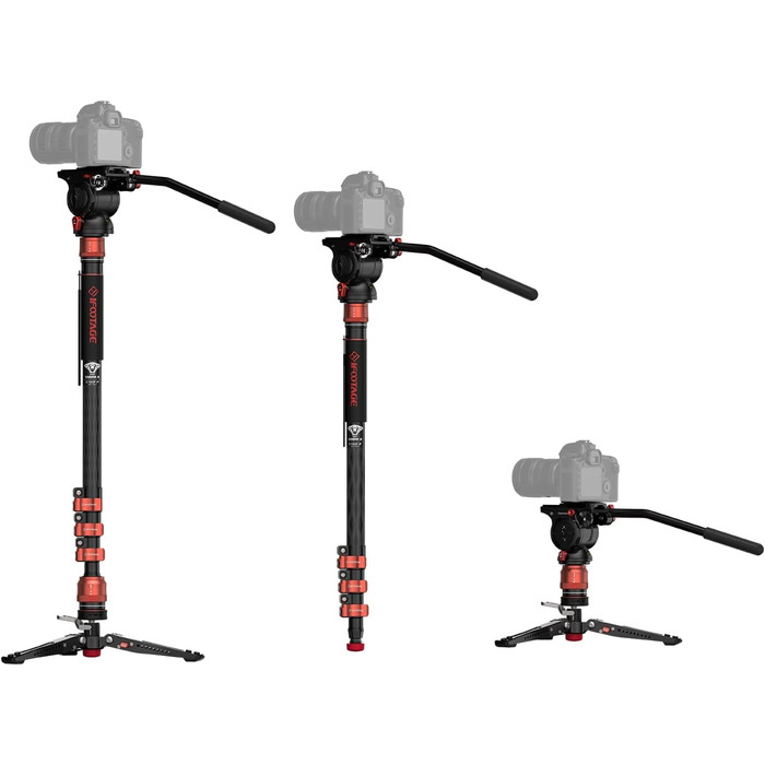 Штатив-монопод IFOOTAGE Cobra 3 C180F-P з карбону, 181 см, вантажопідйомність 8 кг (SET-C180F-P+K5S)