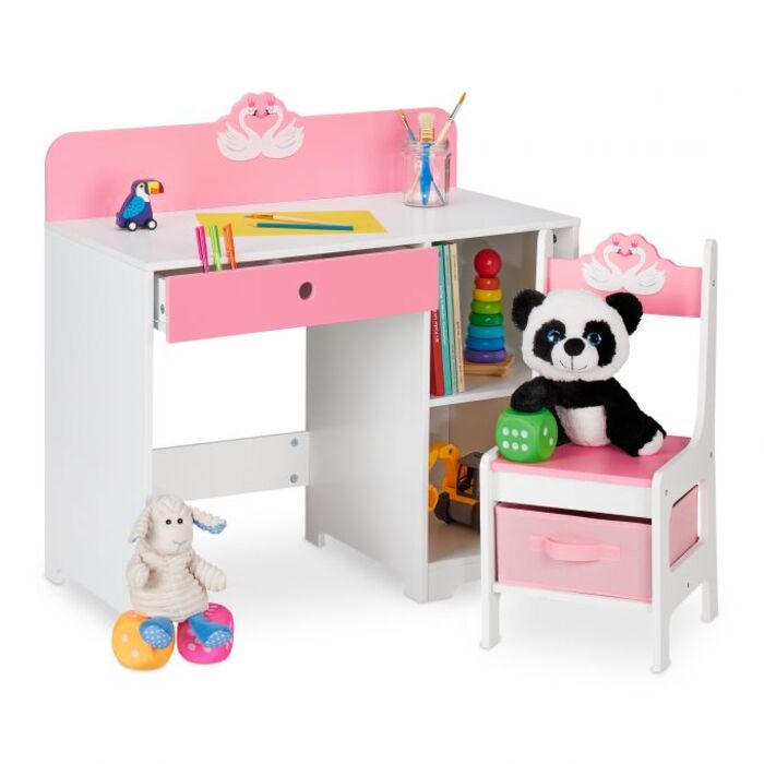 Relaxdays Children's Desk and Chair Swan