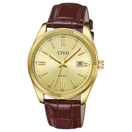 Годинник чоловічий CIVO з нержавіючої сталі: прості аналогові годинники для бізнесу з підсвічуванням дати - водонепроникні для роботи та відпочинку - стильний подарунок для чоловіків (колір: коричневий)