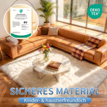 Килим круглий 100 см, миючий, антиковзний, з високим ворсом, для дитячої кімнати, м'який, пухнастий, кремовий колір