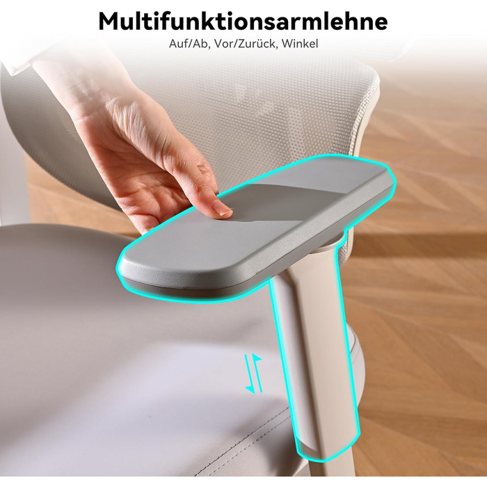 Офісний крісло MUSSO E600SE сірого кольору: ергономічний дизайн, регулювання поперекової підтримки, підлокітники та підголівник, підставка для ніг, підтримка спини для жінок