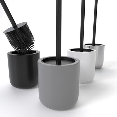 Набір для туалету SAVEGA: щітка для унітазу з нержавіючої сталі та силікону з антибактеріальною насадкою та тримачем (сірий)