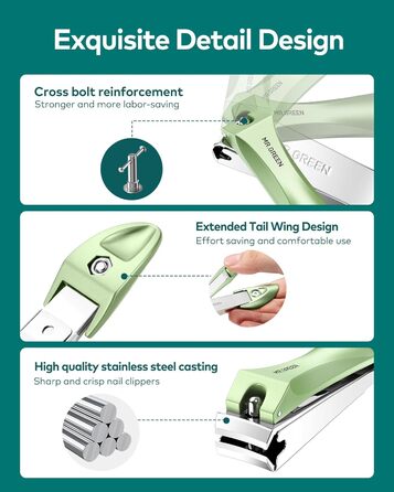Професійний набір для манікюру MR.GREEN: кусачки для нігтів з пилкою, для чоловіків, жінок, дітей та літніх людей, зелений колір, подарункова упаковка