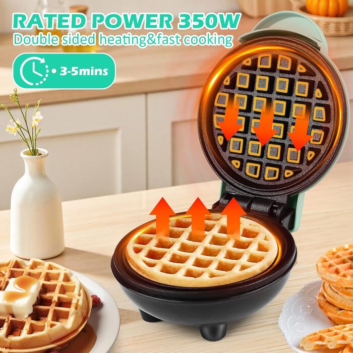 Вафельниця Mini Belgische ø 10 см, 220V, 350W - Класична, зелена