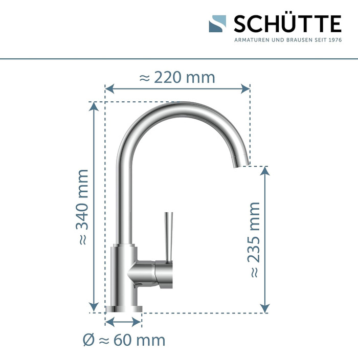 Кран кухонний SCHÜTTE Cornwall, 360° поворотний, з однорідним змішувачем, для раковини, хром, низький тиск