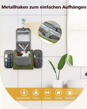 Водонепроникний дорожній органайзер для косметики та туалетних аксесуарів (зелений)