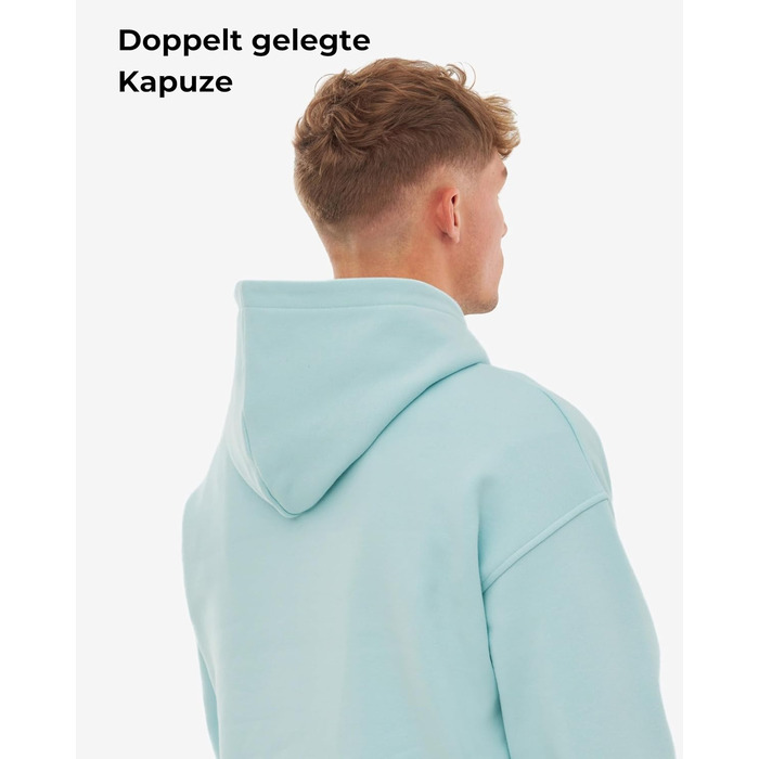 Унісекс худі Johnny Urban Cody Oversize — базовий світшот з капюшоном із цупкої тканини, однотонний, льодяно-блакитний