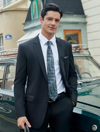 Кравка для чоловіків HISDERN: комплект краватки та нагрудного хустинки з патерном пейслі, формальний стиль, класичний дизайн, аква/фіолетовий колір