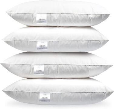 H&F Heimtextilien 4-Piece Set | Premium Quality | Pillowcases 80x80 cm | Filling: 1300 grams of feathers, goose feathers | 100% Natural Pillow | Cover: 100% Cotton | Feather Pillow 80 x 80 cm | Oeko-TEX Certified 1300.0 grams 4