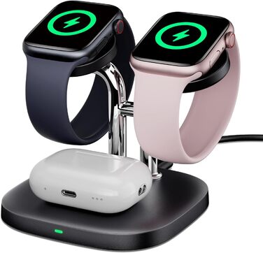 Зарядний пристрій SwanScout для Apple Watch 10/Ultra/9/8/7/6 та AirPods Pro (704A, 3.3W, чорний)