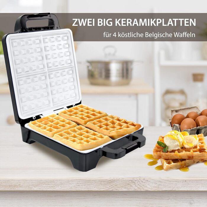 Вафельниця Syntrox Germany 1600 Вт з керамічним покриттям для приготування 4 бельгійських вафель