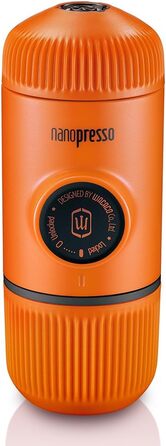 WACACO Nanopresso Portable Espresso Machine, Upgrade Version of Minipresso, 18 Bar Pressure, Small Travel Coffee Machine, Without Protective Case, Manual Operation, for Camping and Hiking, Orange
