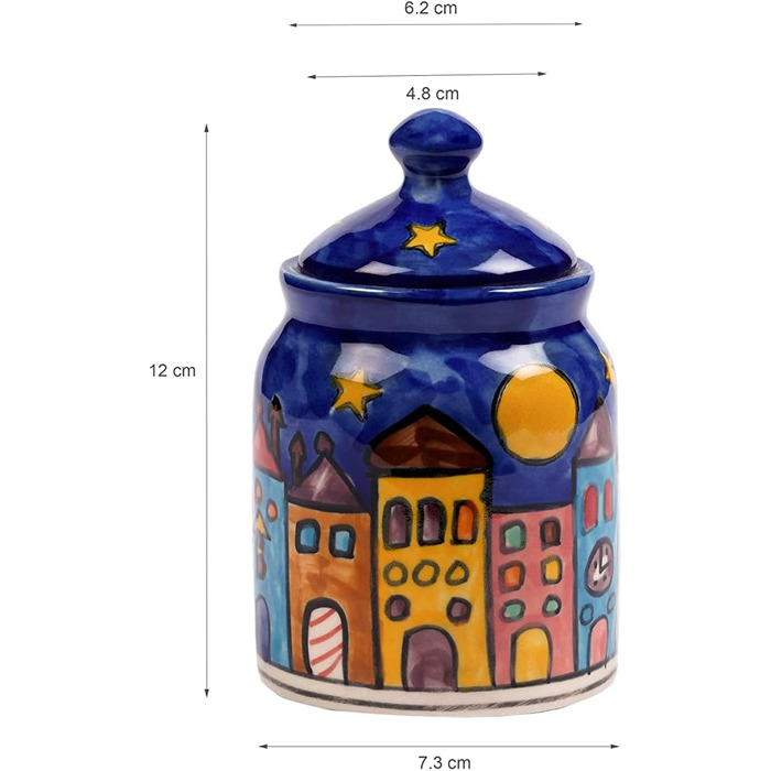 Gall&Zick Sugar Bowl Set/2 Spice Jar Sugar Dispenser Ceramic Painted Blue Tableware Sugar Spice Jar Container