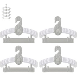 Набір дитячих вішалок JSF Mitwachsende, 20 шт. з бантиками, сірі та білі, для дитячого одягу, антиковзаючі, економія місця