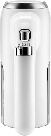 Ручний міксер Unold 78710 - міксер, білий, 450W, з нержавіючої сталі, без BPA, придатний для миття в посудомийній машині, 5 швидкостей, для збивання, перемішування, замішування тіста, кнопка викидання, для збивання вершків, тіста для тортів та хліба