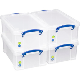 Пластикова прозора коробка для зберігання Really Useful Box 9 л з кришкою та кліп-заскобами, універсальна, для дому, офісу, школи та творчості