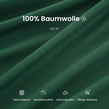 Комплект постільної білизни 135x200/80x80 зелений бавовна 4-х частинний, комплект постільної білизни Salbeigrün 2x135x200 + 2x80x80, постільна білизна ÖKO-TEX Aesthetic 100% бавовна з блискавкою (темно-зелений, 2-х частинний | 155x220cm)