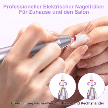 Електричний фрезер для нігтів бездротовий - 12 в 1, 35000 об/хв, для гелю, акрилу, манікюру та педикюру, фіолетовий