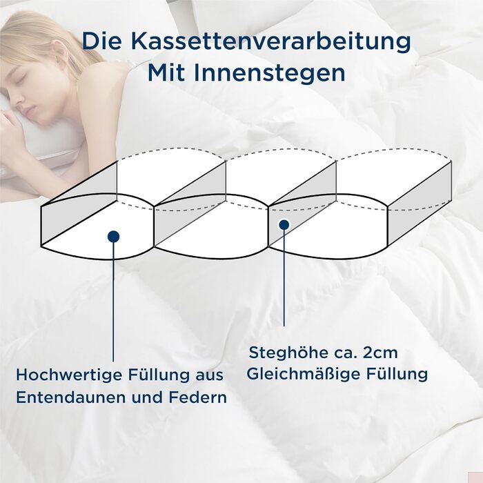 BEDSURE Down Comforter 135x200 Winter Duvet - Feather Duvet with Öko-Tex Certification, Warm Winter Comforter 90% Down and 10% Feathers 880 gr. Filling, Down Stepped Duvet White Gray 03gray - Warm Down Comforter (90 Down / 10 Feathers) 135 x 200 cm