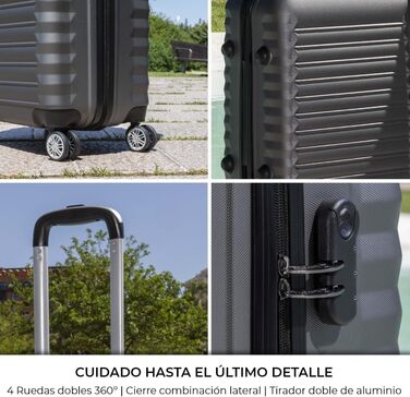 Набір валіз NEWTECK 4 шт. (75см, 63см, 53см, культури) ABS, жорсткий, з 4 колесами, сірий