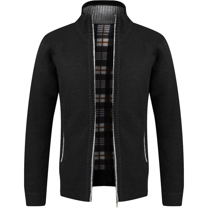 Кардиган чоловічий GESTORE: стильна чоловіча куртка-кардиган, флісова чоловіча куртка, чоловічий светр, сірий колір (XL, чорний)