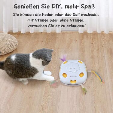GoldenSun Cat Toy, Rechargeable, Interactive 4-in-1 Toy for Indoor Use, Hide-and-Seek Toy for Kittens, Whack-a-Mole Motion, Electronic Cat Toy for Exercise (Colorful Feathers)