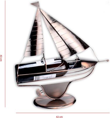 WOP ART Wine Bottle Holder Model Sailor in Elegant Copper Look 43cm x 42cm x 9cm
