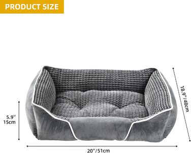 Крізь для собак середніх порід YITAHOME, 51x48 см, ортопедичний, знімний чохол, антиковзаюча підставка, сірий