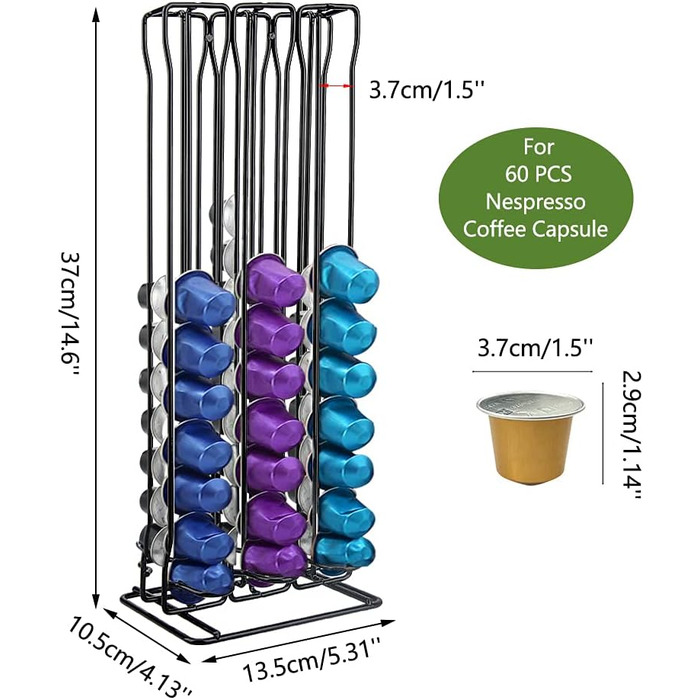 Тримач для капсул Nespresso (60 шт) - металевий підставка для кавових капсул