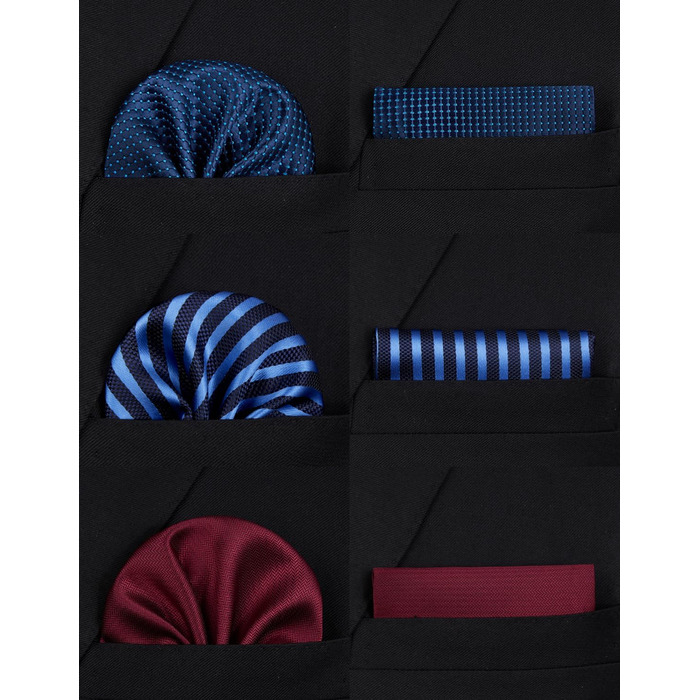 HISDERN Комплект краваток для чоловіків: 3 краватки + 1 нагрудна хустинка. Шовкові краватки, класичний стиль, для весілля та свят.