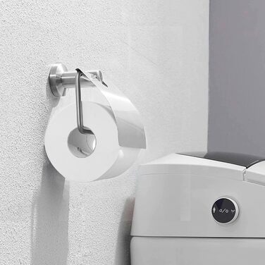 CASEWIND Toilet Paper Holder with Cover, Brushed Tissue Paper Holder, Drawn Stainless Steel Bathroom Toilet Roll Holder Wall Mount Silver