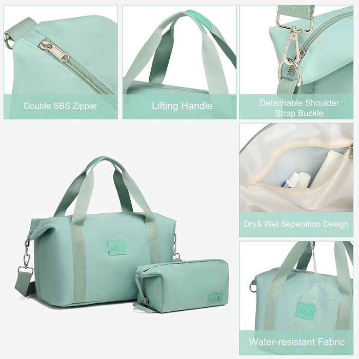 Набір валіз Sea Choice з жорстким корпусом (55/65/76 см) з TSA замком та 4 колесами. Включає: валізу, сумку для подорожей та кулькову сумку. Колір: м'ятно-зелений