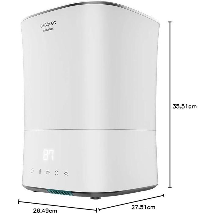 Зволожувач повітря Cecotec BreezeCare 4000 Connected: 6 л бак, 400 мл/год, Wi-Fi, сенсорне управління, плазма, 40 м², таймер 12 год, 30W (холодний) / 110W (гарячий)