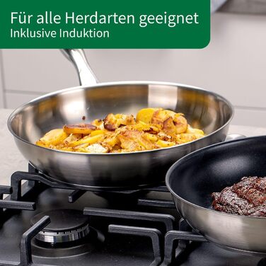 Fackelmann Chefkoch 2-Piece Stainless Steel Fry Pan Set - 28cm & 24cm - Induction & Dishwasher Safe