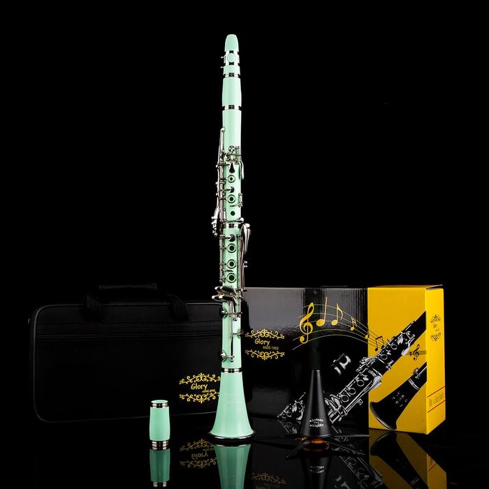 Кларнет Glory GLY-CLAGN професійний ебонітовий Bb з аксесуарами (10 вставок, стійка, кейс, щітки)