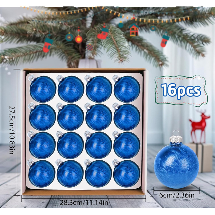 Скляні кулі Hengsong на Різдво: 24 шт., чорні та золоті, 6 см. Декоративні прикраси для ялинки