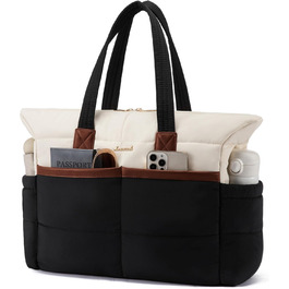 Сумка для ноутбука LOVEVOOK для жінок, 15.6 дюймів, чорно-бежево-коричнева