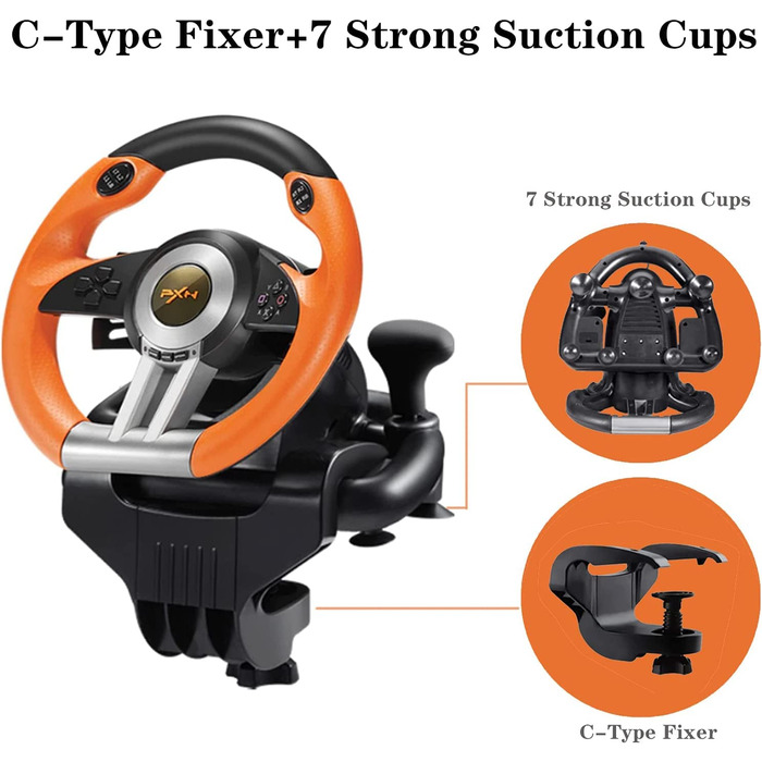 PXN V3II Racing Wheel - Ігрове кермо для PS3/PS4, Xbox, Nintendo Switch та PC, рожеве