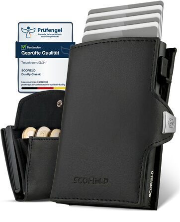 SF SCOFIELD Duality Magflip Slim Wallet: Чоловіче карткове та монетне портмоне з RFID захистом (Чорний матовий)
