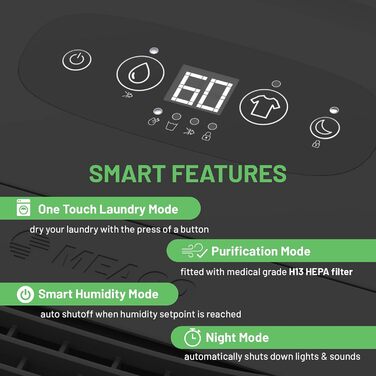 Зволожувач повітря Meaco Arete® One Warm Pebble 12L з HEPA-фільтром для дому до 50 м² - опалення та очищення повітря