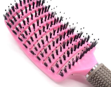 Набір з 3 шт. гребінців для волосся з щетиною дикого кабана, вигнуті, з вентиляцією, для розплутування та укладання волосся. Підходить для довгого, тонкого, густого, кучерявого волосся. Набір гребінців для волосся для розчісування та укладання.