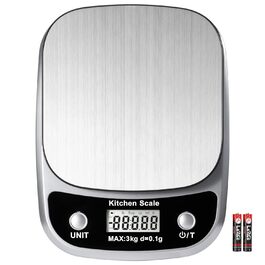 Кухонні ваги GRAM PRES: цифрові, з нержавіючої сталі, до 3 кг, 1 г, LCD-дисплей, для приготування їжі та дієт