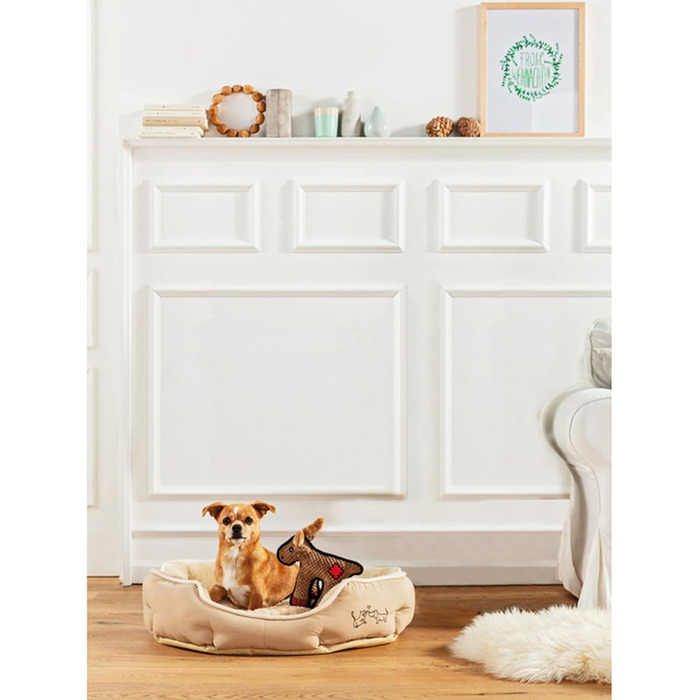 Крісло-ліжко для собак та котів Dehner Lieblinge Sammy, овальне, 57 x 52 x 14 см, поліестер, бежеве