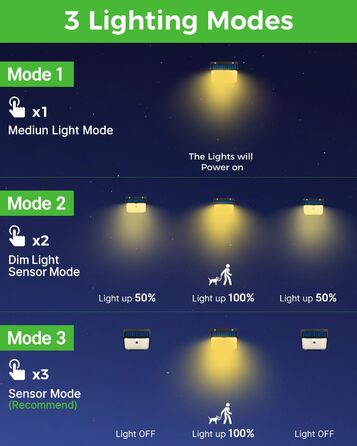 Світлодіодний сонячний ліхтар nipify з датчиком руху, 6 шт, 168 LED, 3 режими, IP65, тепле біле світло, для вулиці, стіни та саду
