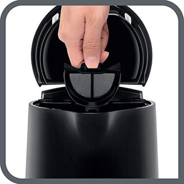 Електричний чайник Tefal Includeo KI5338, 1.7 л, 2400 Вт, з фільтром та протиковзкою ручкою, чорний