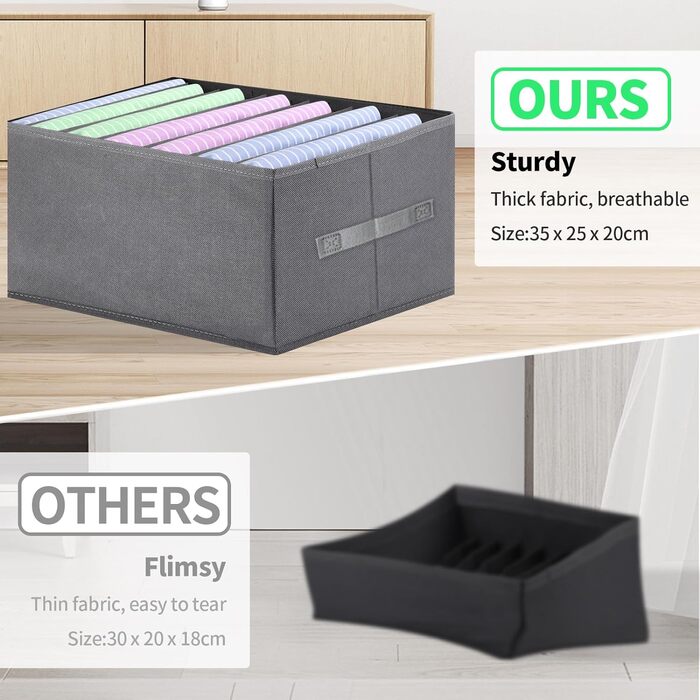 6-Piece Closet Organizer Organization System, Stackable Clothes Closet Organizer, Pants Organizer for Closet, Clothes Organizer, Clothes Storage Box Storage Boxes with Handle (7 Storage Compartments)