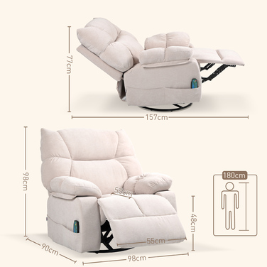 HOMCOM Recliner with Massage Function, Electric TV Chair with Heating Function, Reclining Function, Swivel Massage Chair with Spring System | Aosom