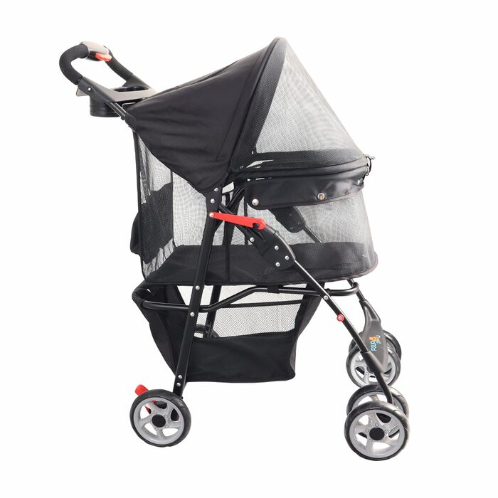 Дитяча коляска для тварин з замком, 4 колеса, кошик для зберігання, тримач для напоїв, для котів та собак